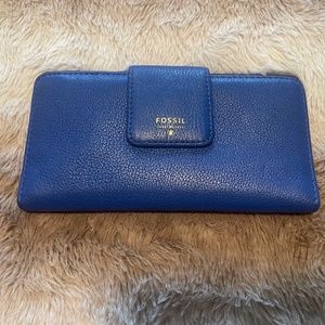 Cobalt Blue Fossil Sydney Tab Clutch Wallet